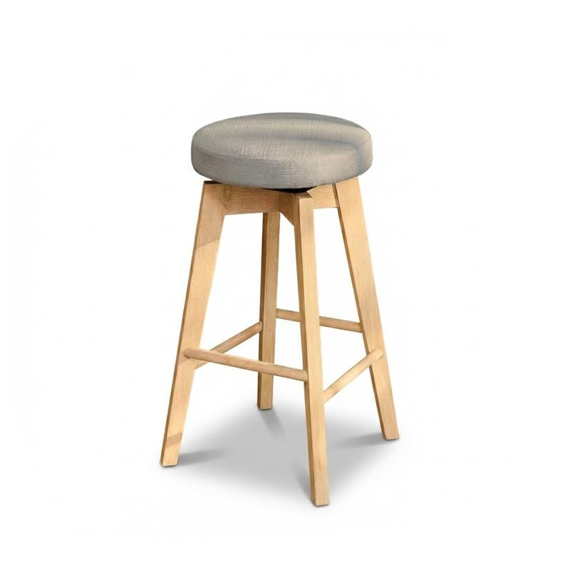 Digby Fawn Linen Swivel Backless Bar Stools - Set of 2 - Whitewash Oak Legs