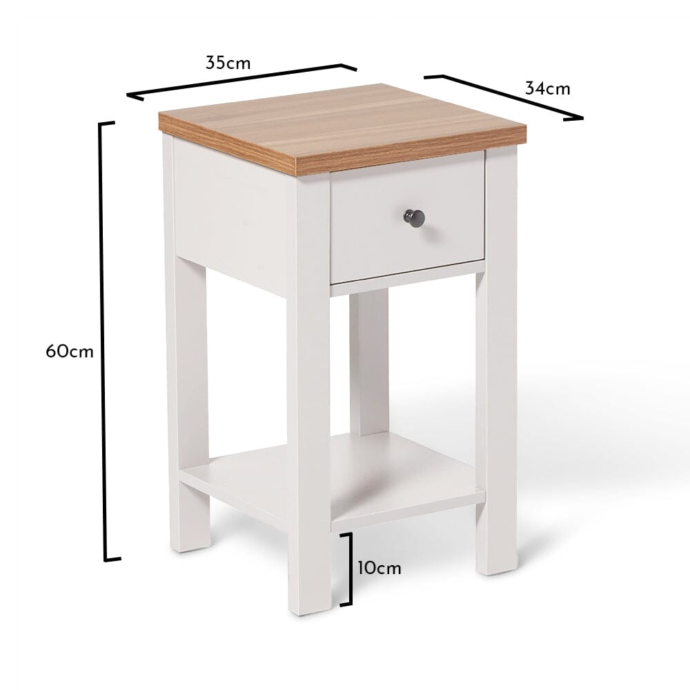 Outlet - Bampton 1 Drawer Bedside Table - White