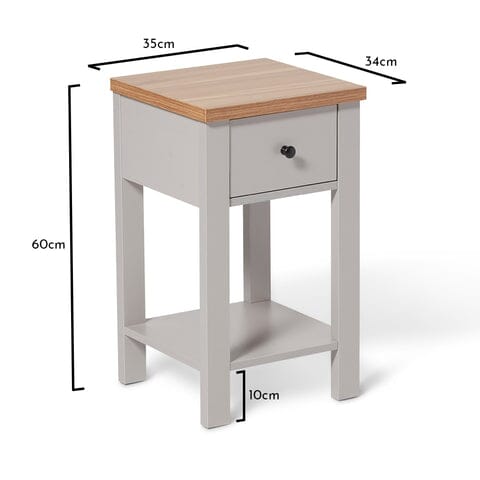 Bampton 1 Drawer Bedside Table - Stone Grey - Set of 2
