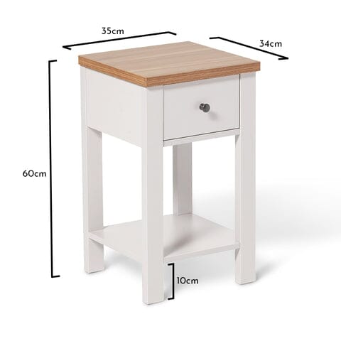 Bampton 1 Drawer Bedside Table - Alabaster White