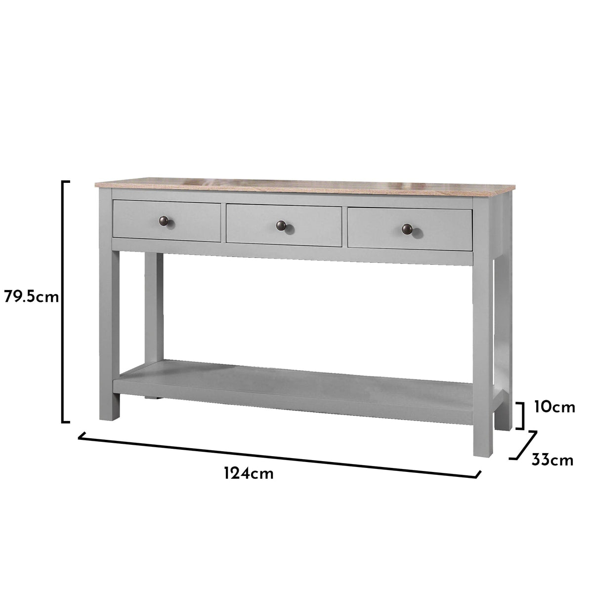 Outlet - Bampton Grey 3 Drawer Console Table