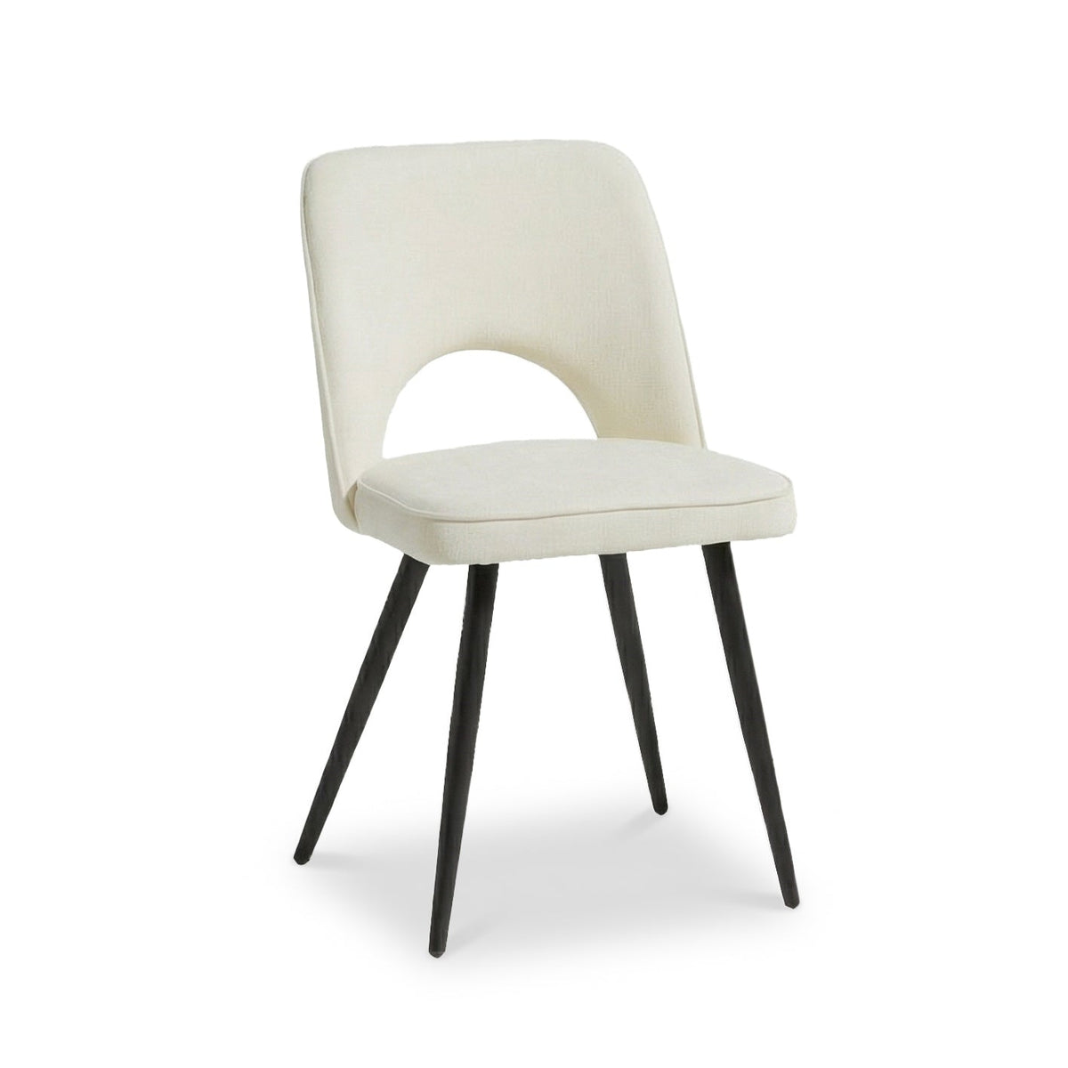 Dolly Oyster White Dining Chairs - Set of 2 - Black Metal Legs