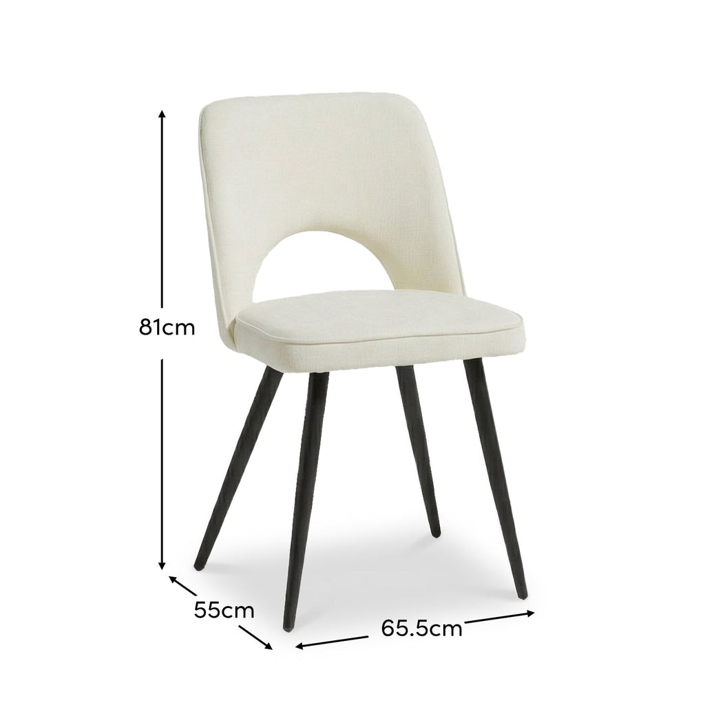 Dolly Oyster White Dining Chairs - Set of 2 - Black Metal Legs