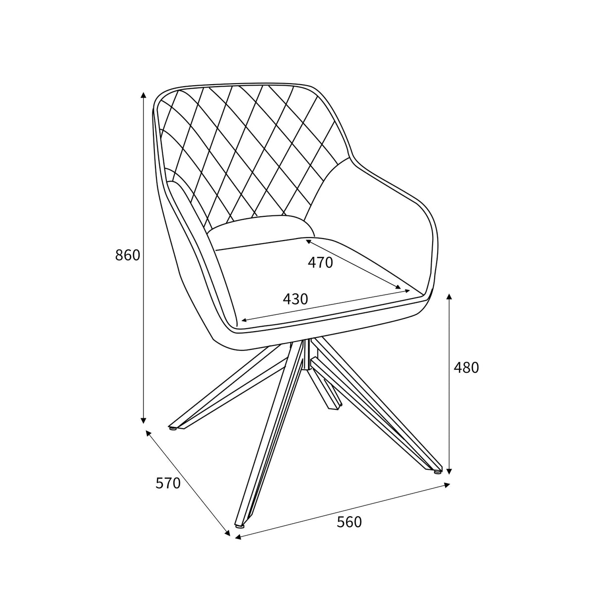 Drystan Swivel White Boucle Dining Chair