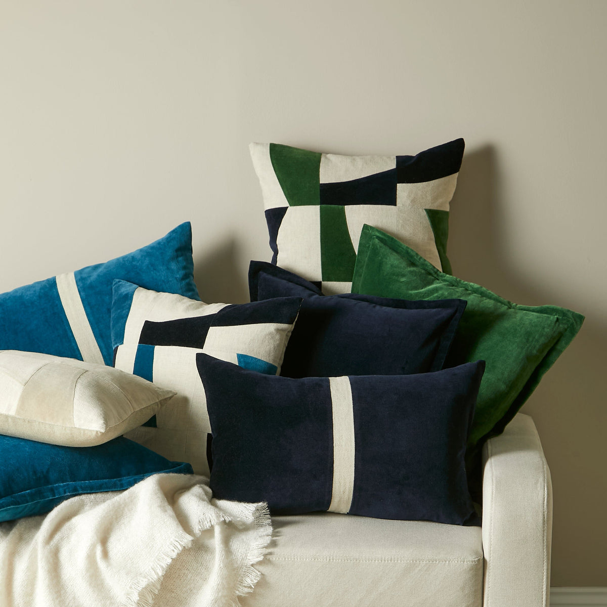 Holbeck 45x45cm Abstract Cushion Cover - Fern Green