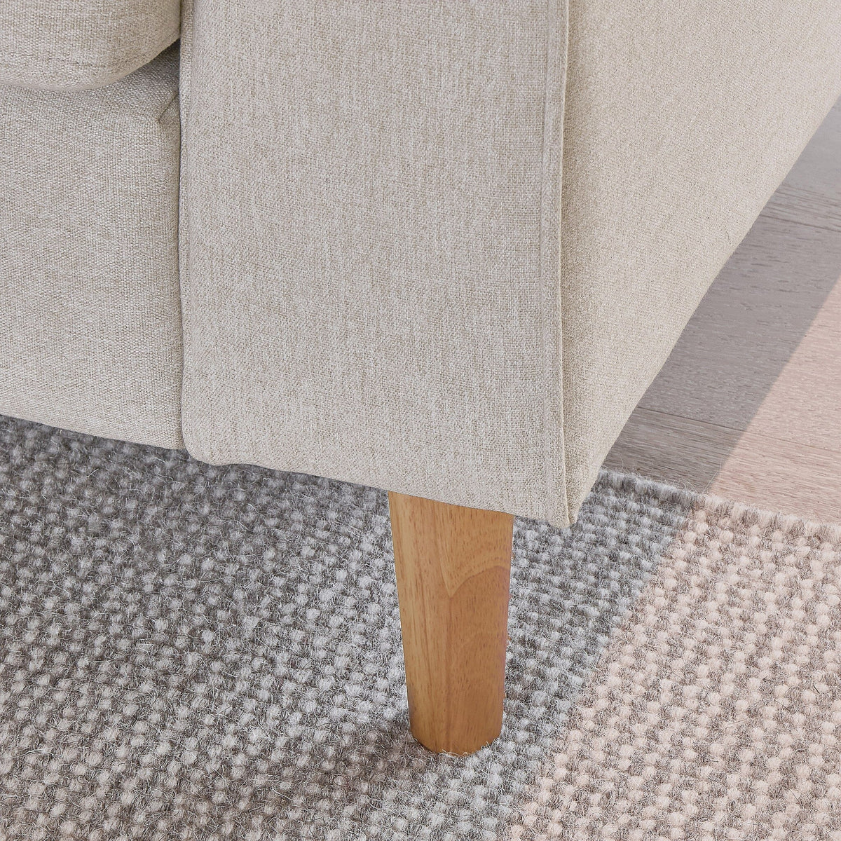 Emily 3 Seater Sofa - Sand with Pale Oak Legs