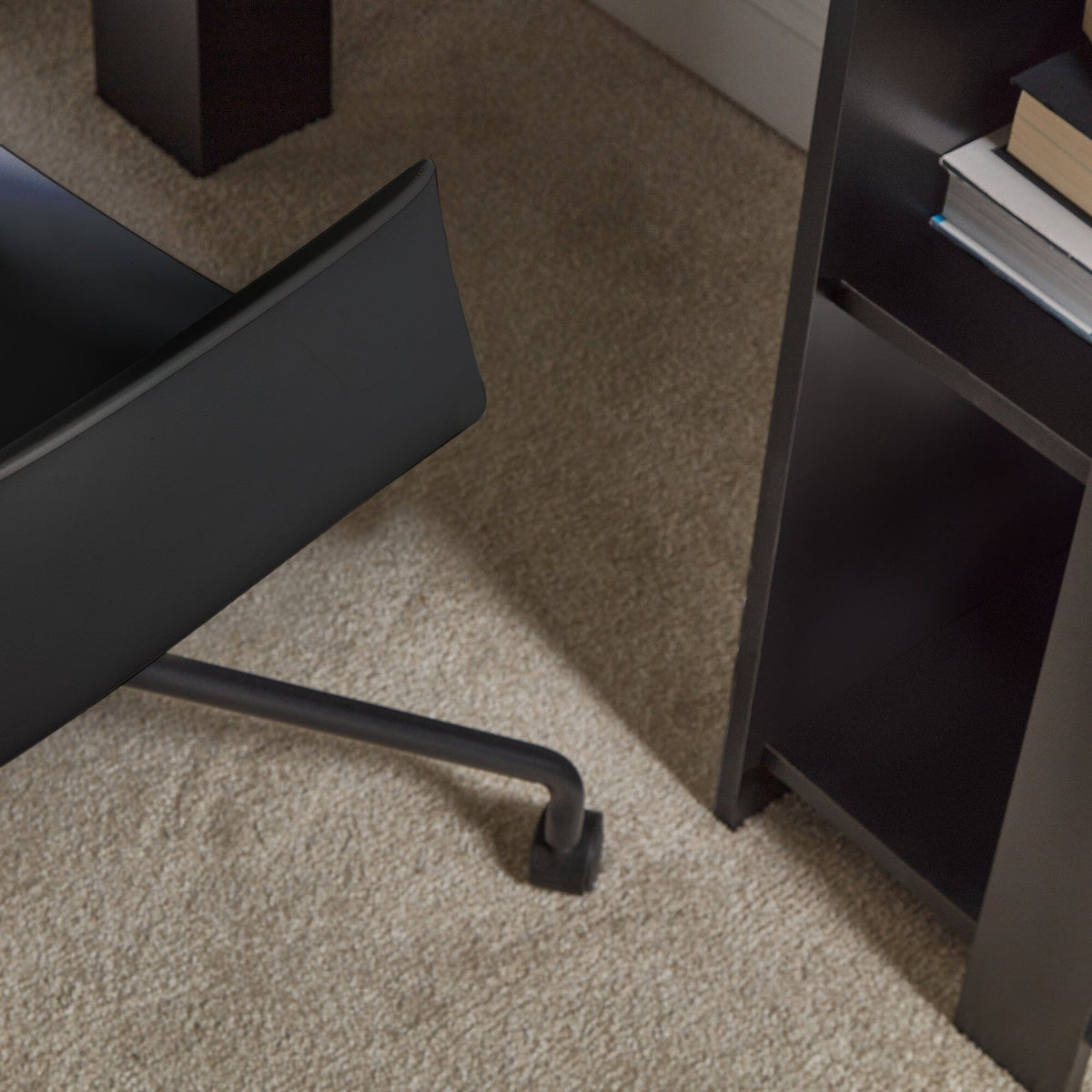 Logan Office Swivel Chair - Black with Black Legs
