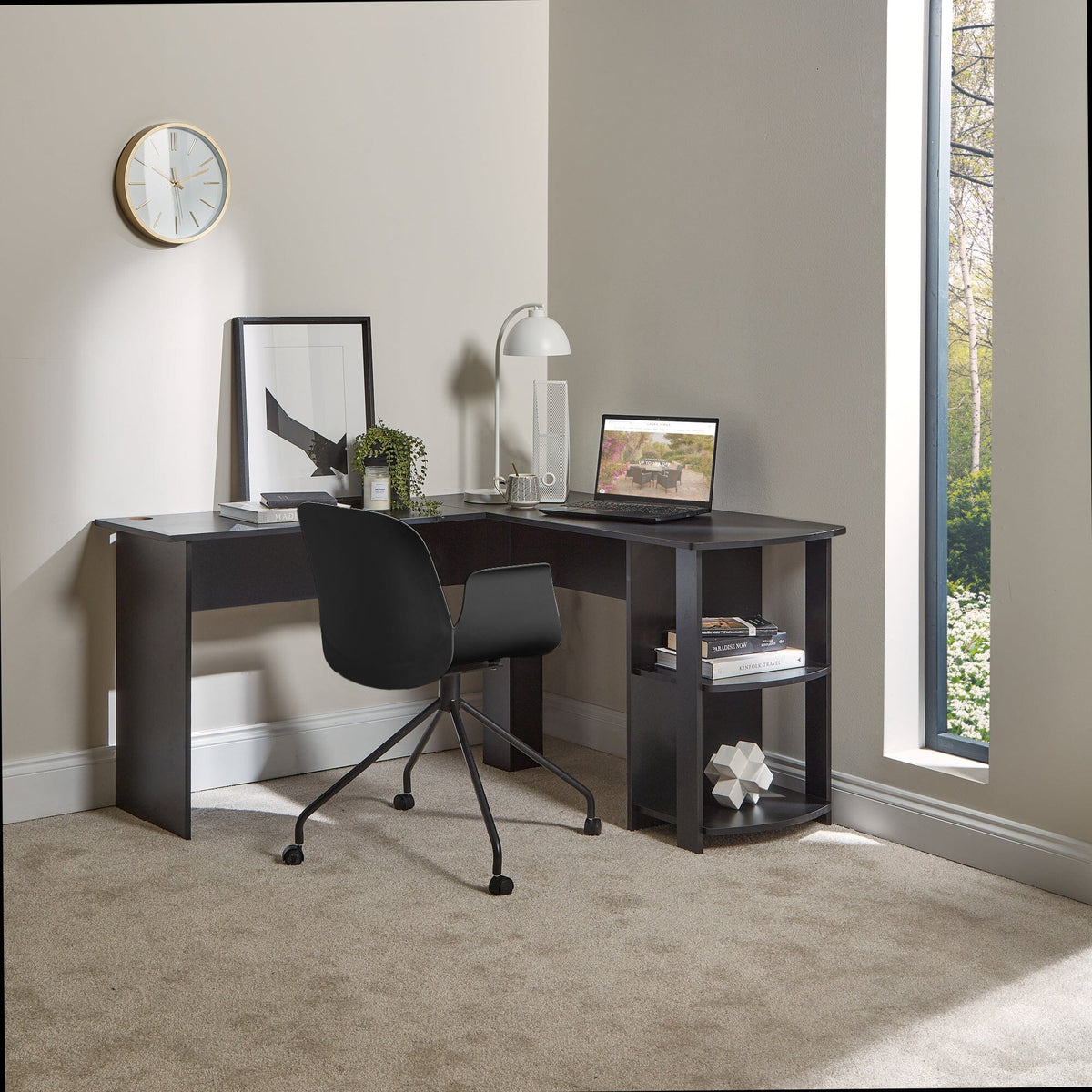 Logan Office Swivel Chair - Black with Black Legs