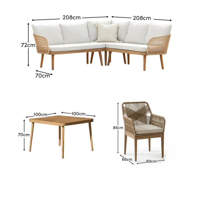Eaden 8 Seater Corner Garden Dining Set with 2 Killian Chairs