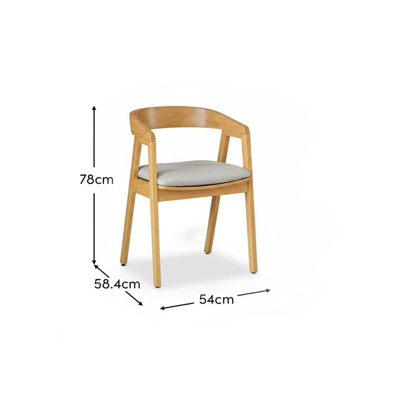 Outlet - Ella Fawn Linen Dining Armchairs - Set of 2 - Pale Oak Legs