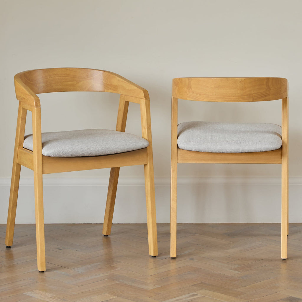 Outlet - Ella Fawn Linen Dining Armchairs - Set of 2 - Pale Oak Legs