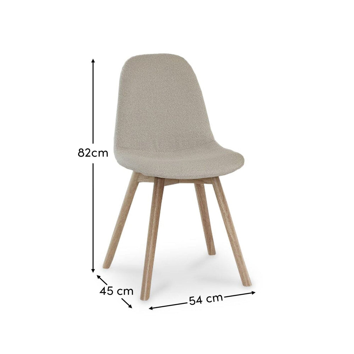 Ellis Light Beige Boucle Dining Chairs - Set of 2 - Whitewash Oak Legs
