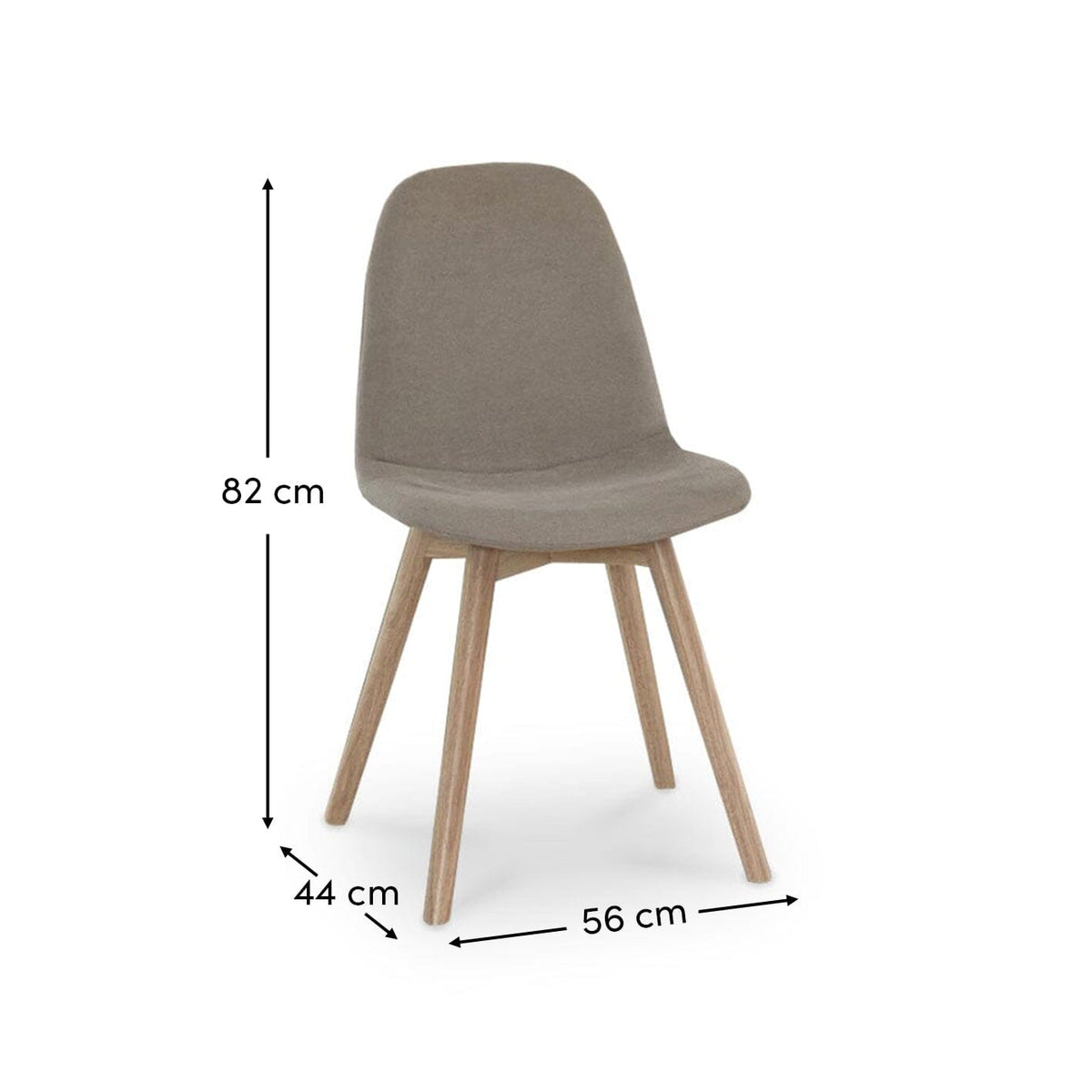 Ellis Soft Beige Dining Chairs - Set of 2 - Whitewash Oak Legs