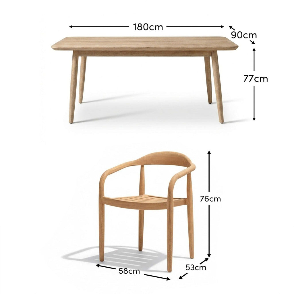 Elowen 6 Seater Wooden Garden Dining Set with Sasha Chairs