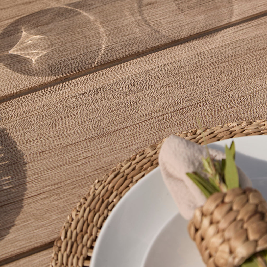 Outlet - Elowen 6 Seater Wooden Garden Dining Table - Light Brushed Acacia
