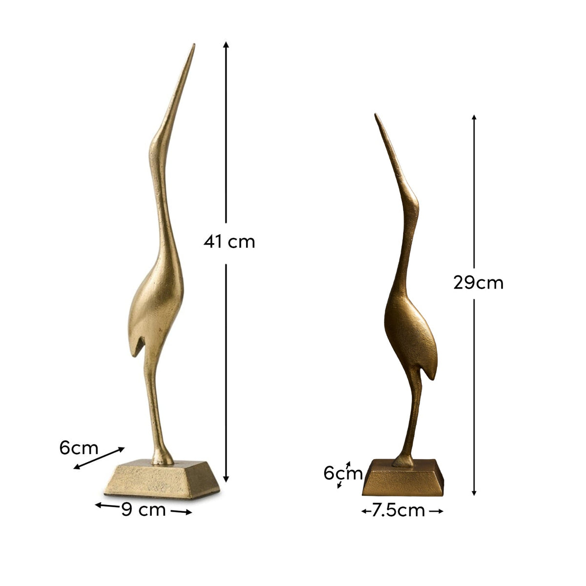 Elstead Metal Crane Ornaments - Set of 2 - Gold