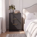 Essie 3 Drawer Bedside Table - Black