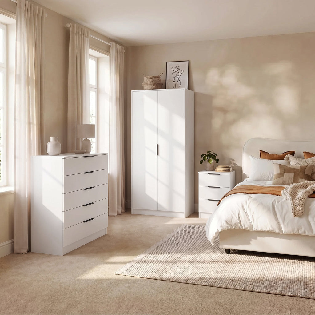 Essie 3 Drawer Bedside Table - White