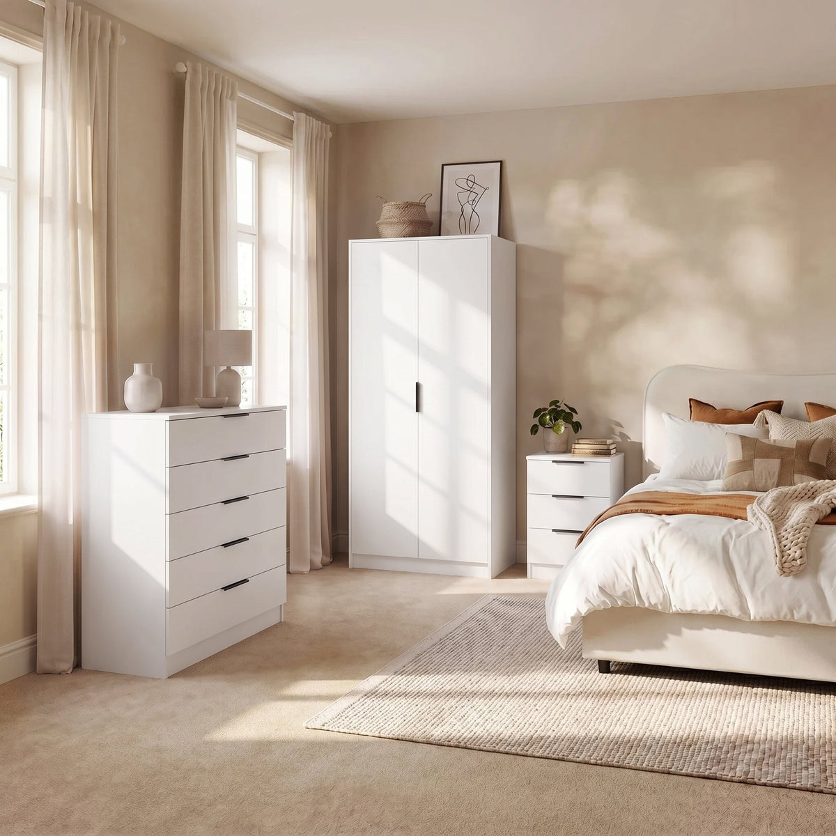 Essie 3 Drawer Bedside Table - White