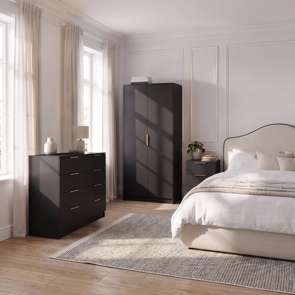 Essie 3 Drawer Bedside Table - Black