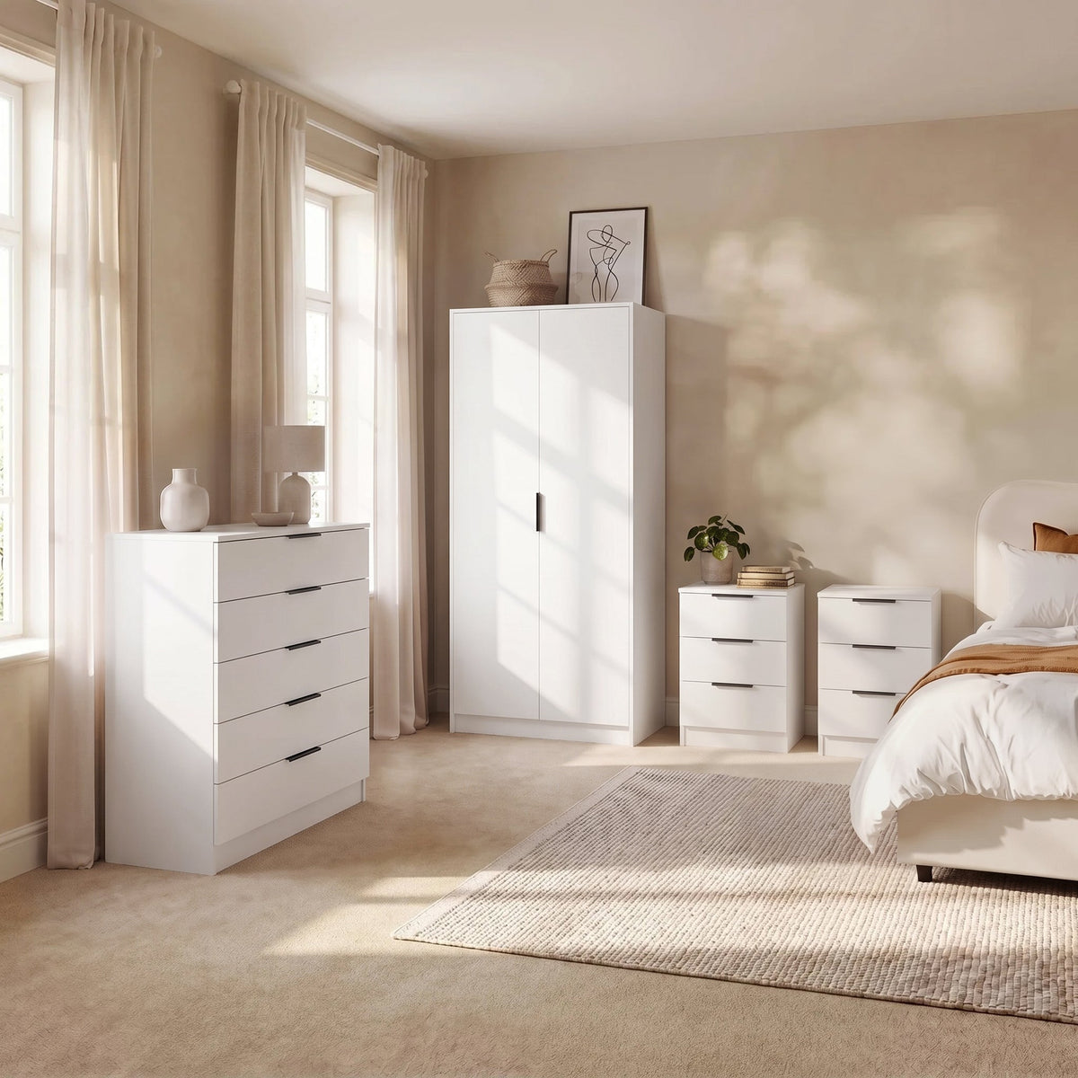 Essie Tall Chest of 5 Drawers - White