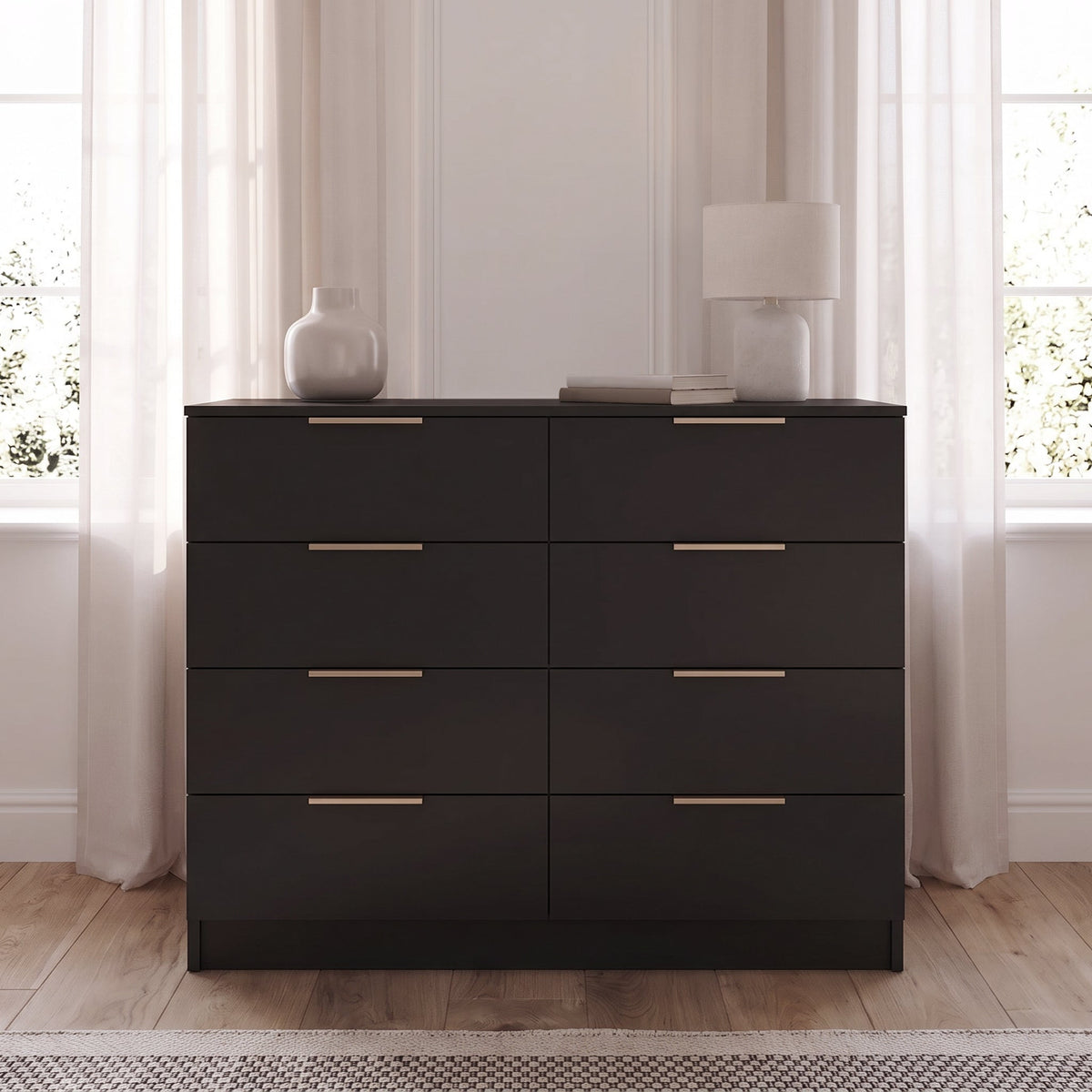 Essie 8 Drawer Chest of Drawers - Black