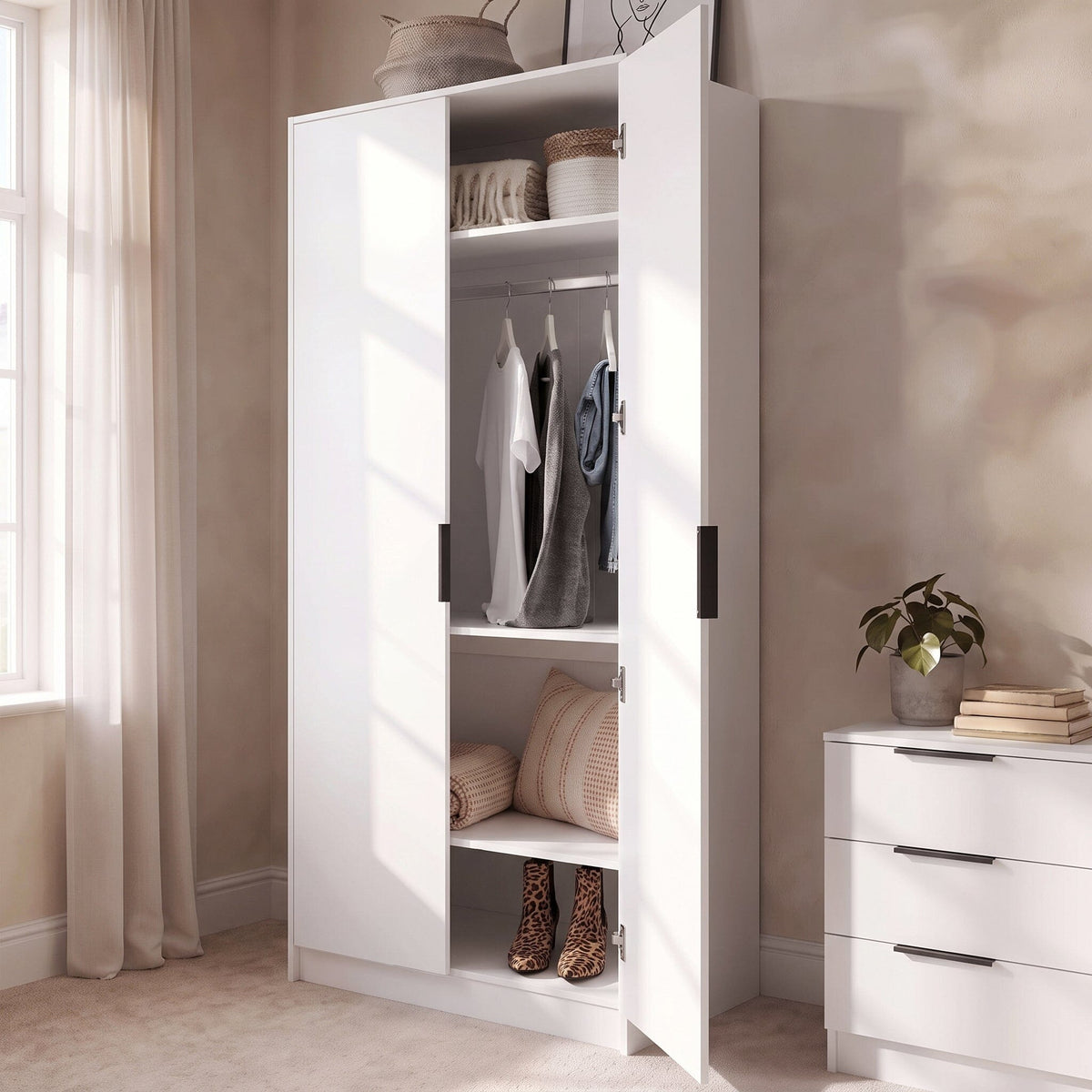 Essie 3 Piece Bedroom Set - 5 Chest of Drawers - Pure White