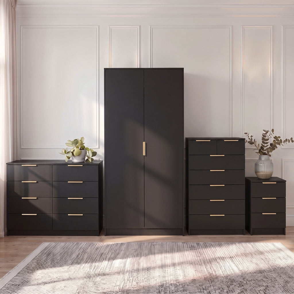 Essie 3 Drawer Bedside Table - Black