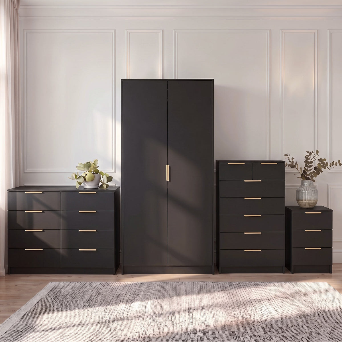 Essie Tall 7 Drawer Chest of Drawers - Black