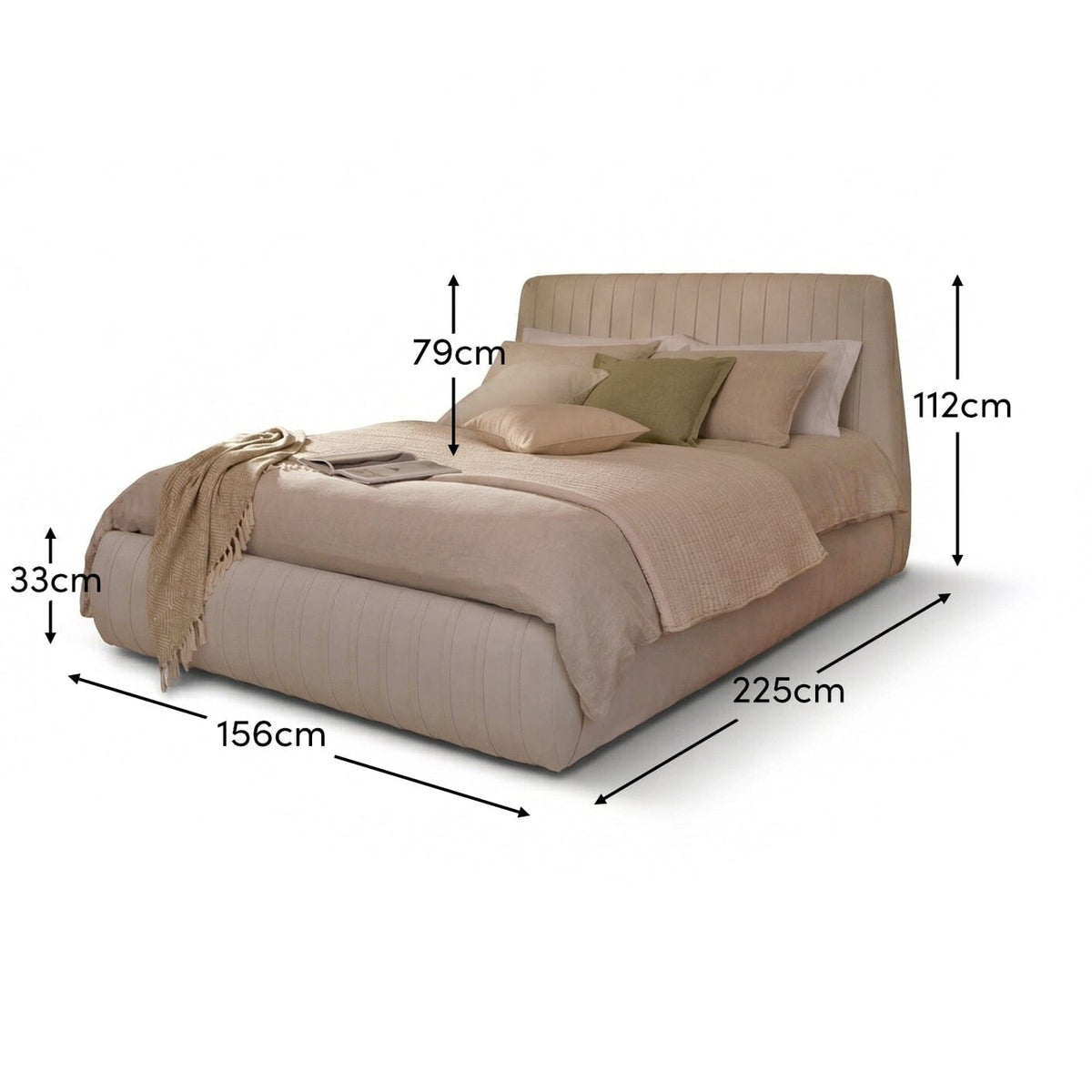 Etta Double Ottoman Bed - Ivory Pleated