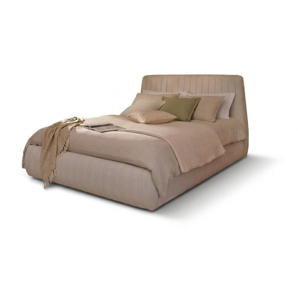 Etta King Ottoman Bed - Ivory Pleated