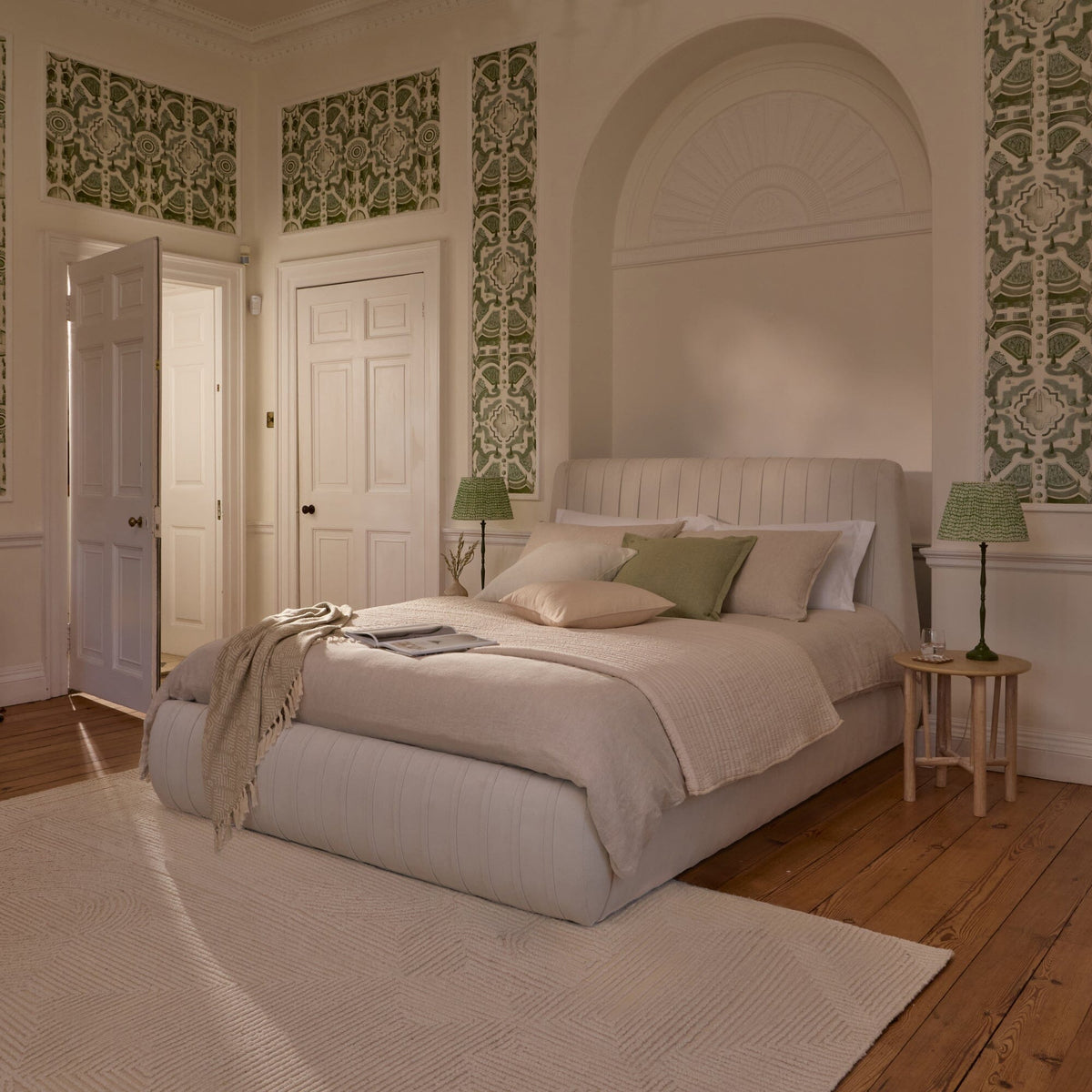 Etta Double Ottoman Bed - Ivory Pleated