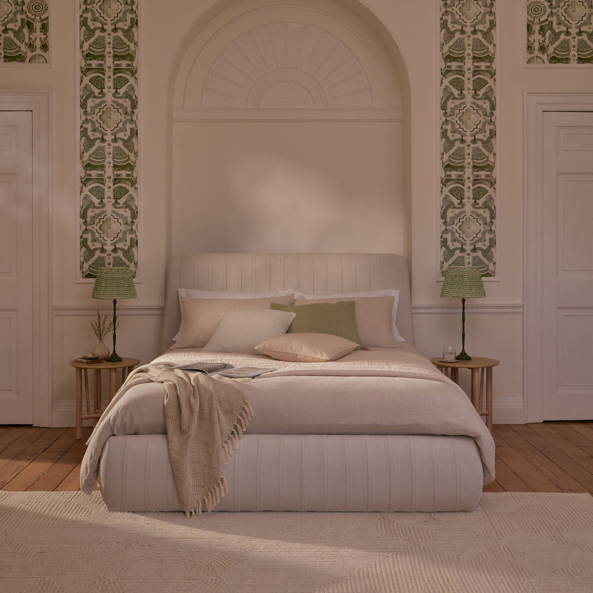 Etta Double Ottoman Bed - Ivory Pleated