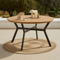 Ezra Round Wooden Garden Table - White Acacia with Black Metal Legs