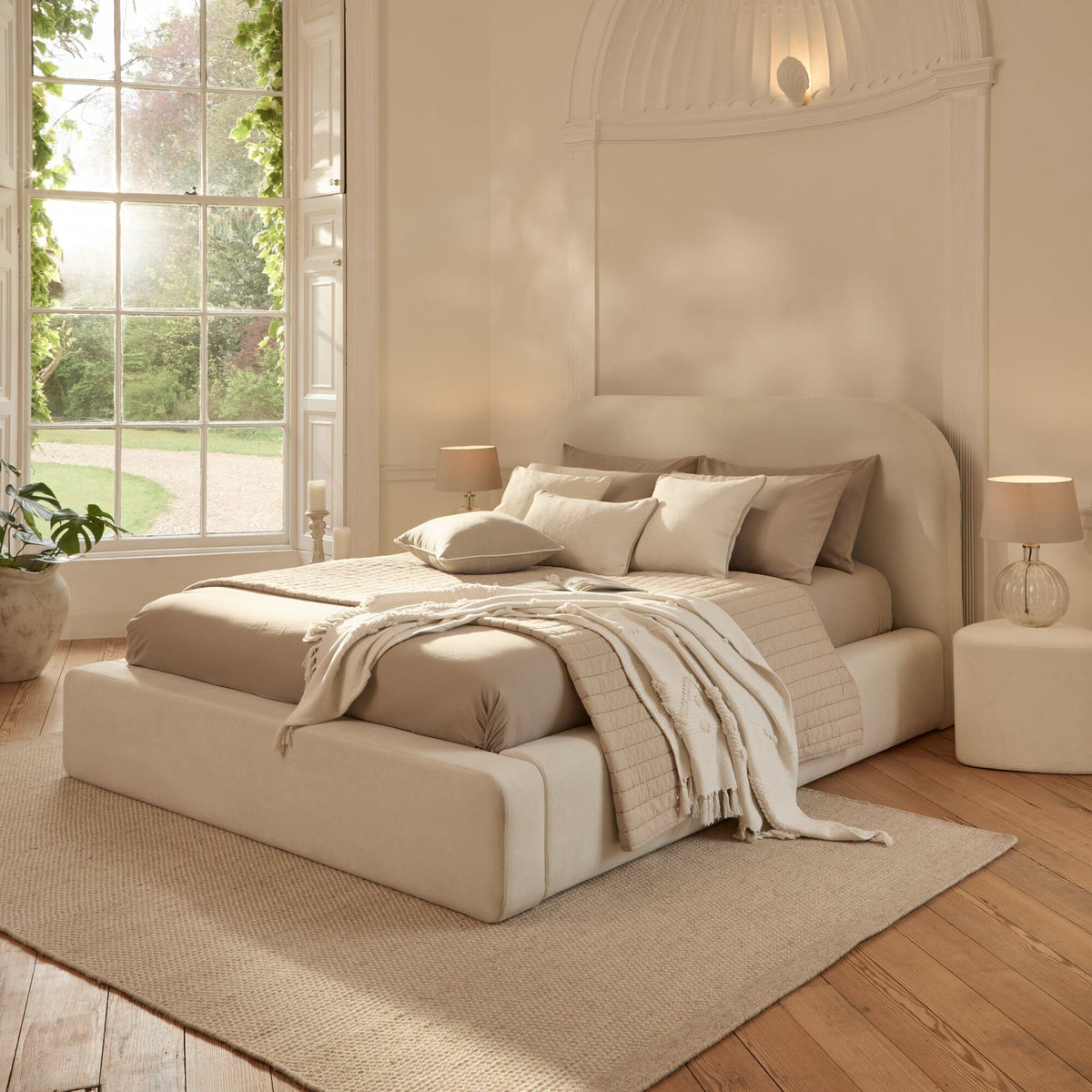 Farrah Double Ottoman Bed - Ivory