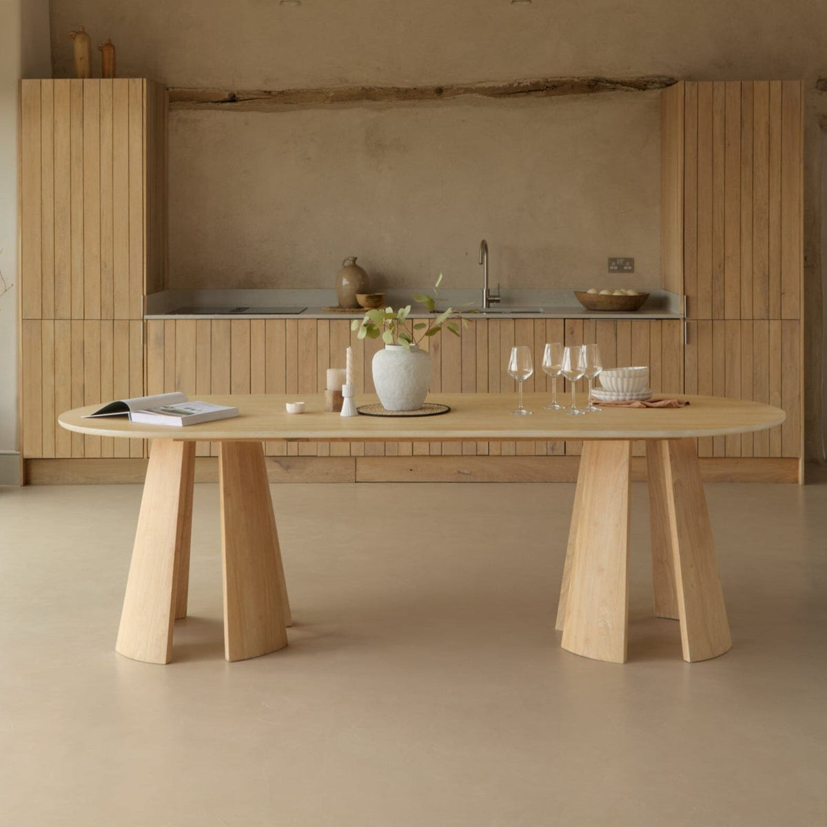 Farren Whitewash Oval Dining Table