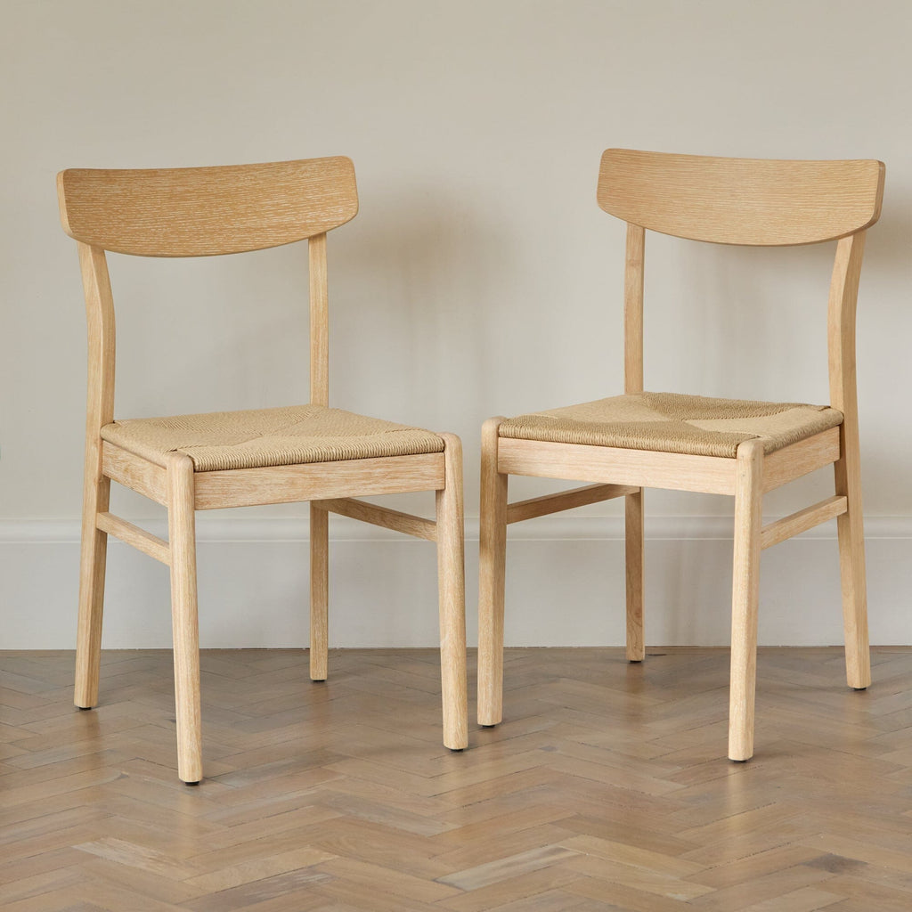 Amelia Whitewash Extending Dining Table Set - 6 Seater - Faye Wooden Whitewash Dining Chairs