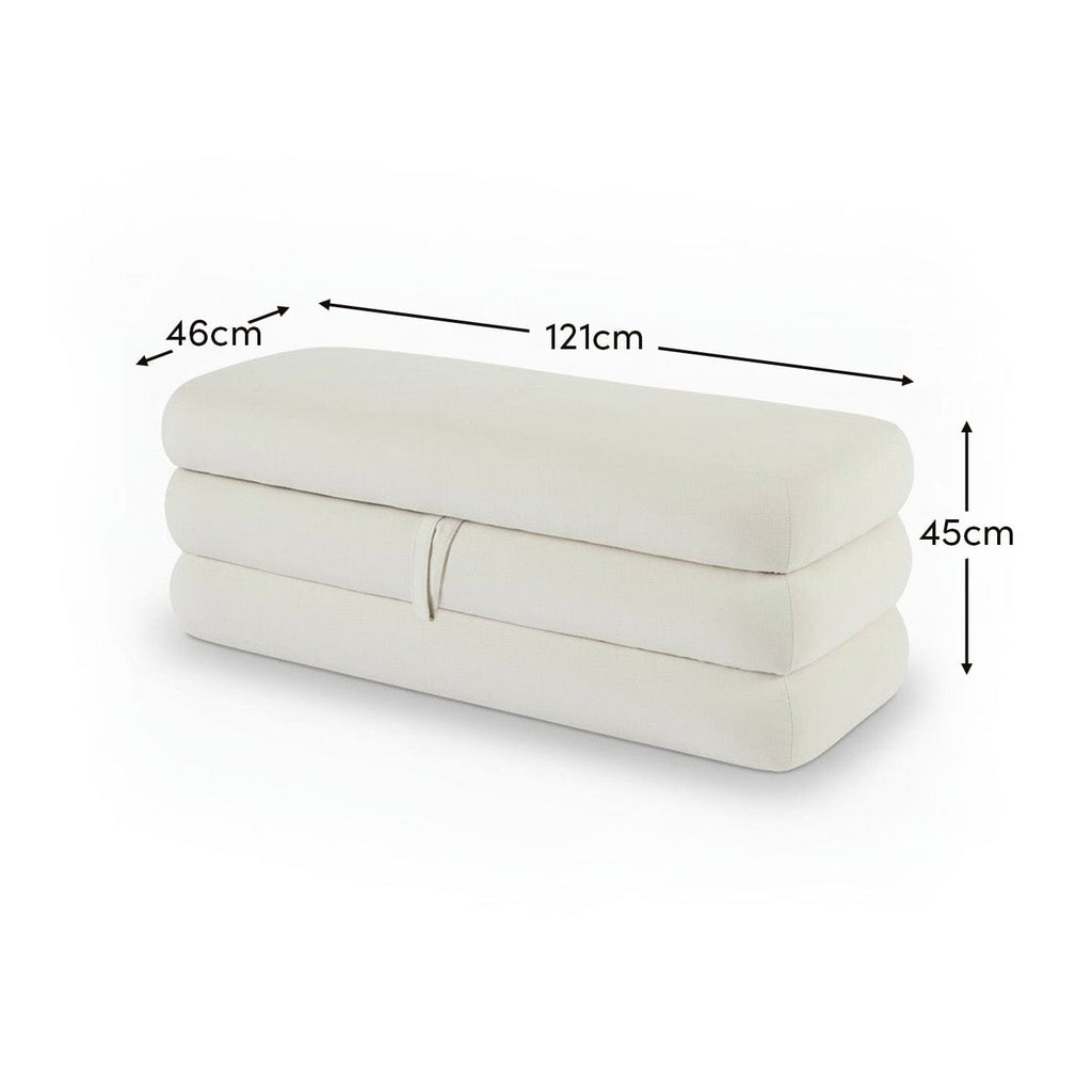 Fleur Large Ottoman Footstool - Ivory