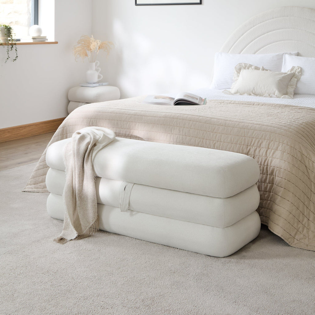 Fleur Large Ottoman Footstool - Ivory
