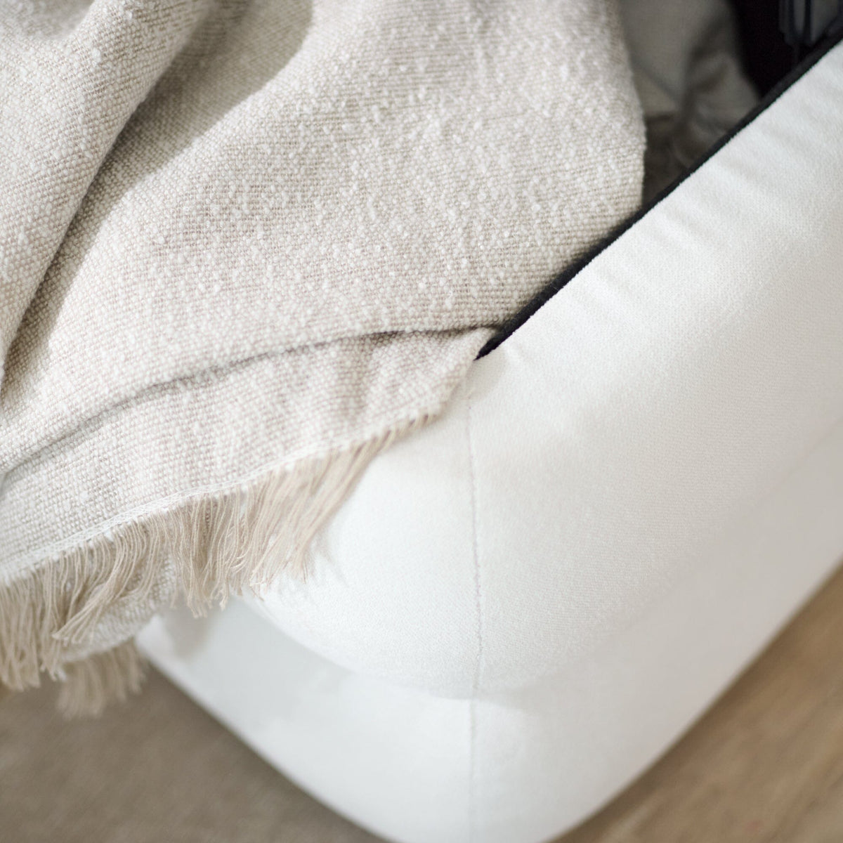 Fleur Ottoman Footstool - Ivory