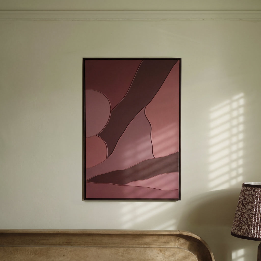 Fray 70x50cm Patchwork Wall Art II - Burgundy