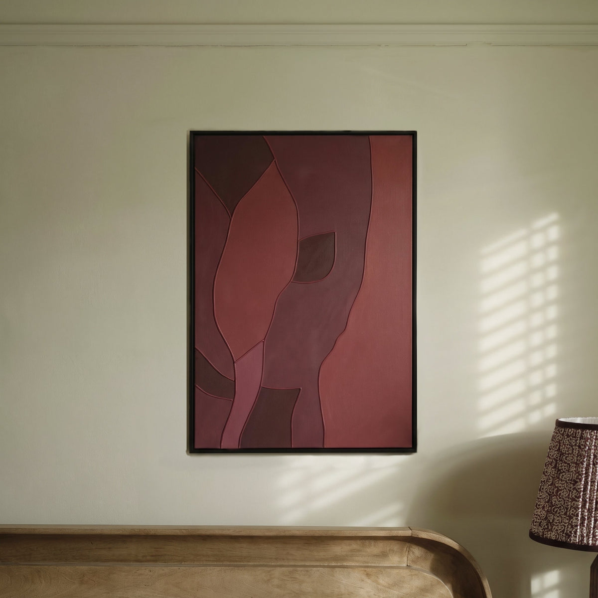 Fray 70x50cm Patchwork Wall Art III - Burgundy