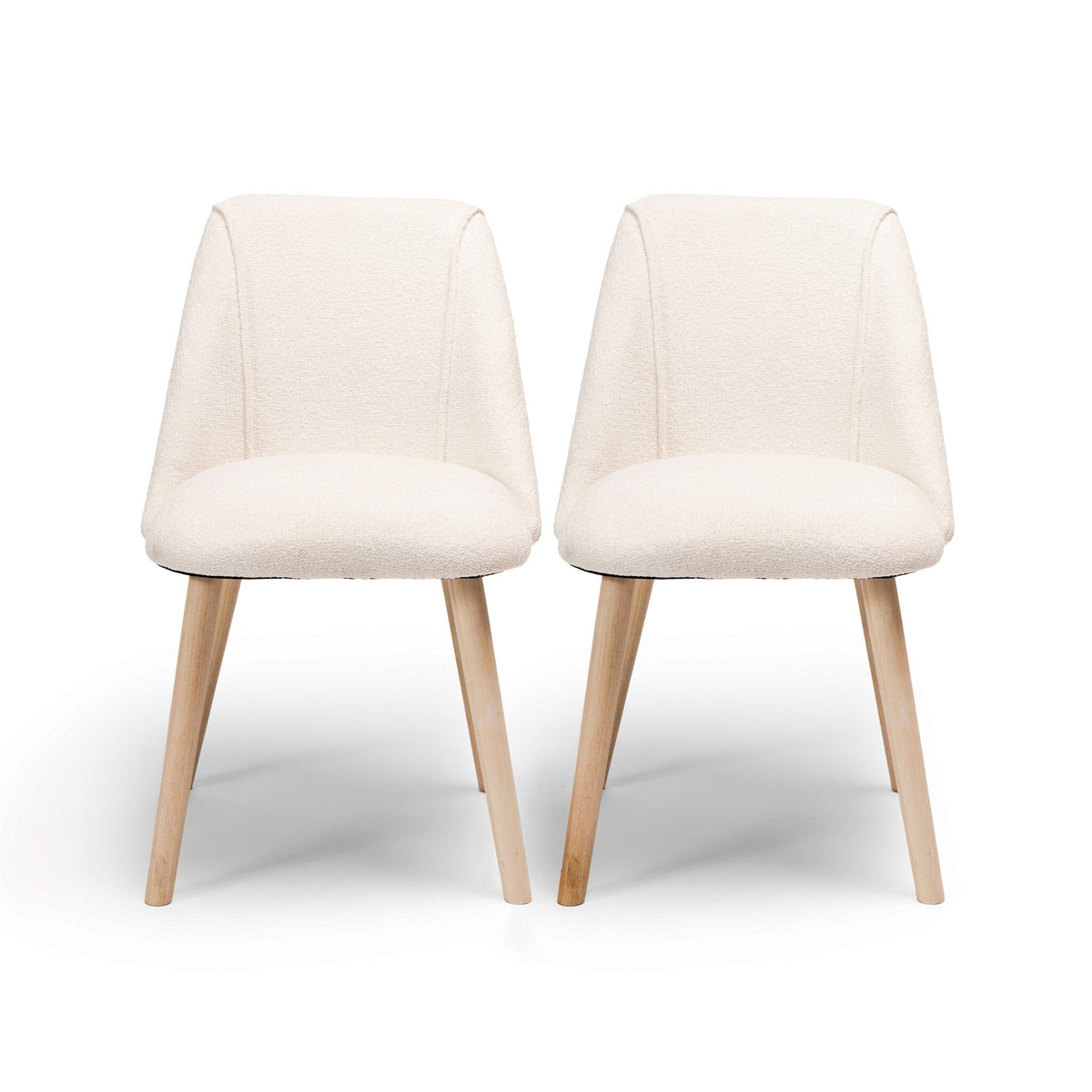 OUTLET - Freya Boucle Dining Chairs - Set of 2 - Whitewash Oak Legs