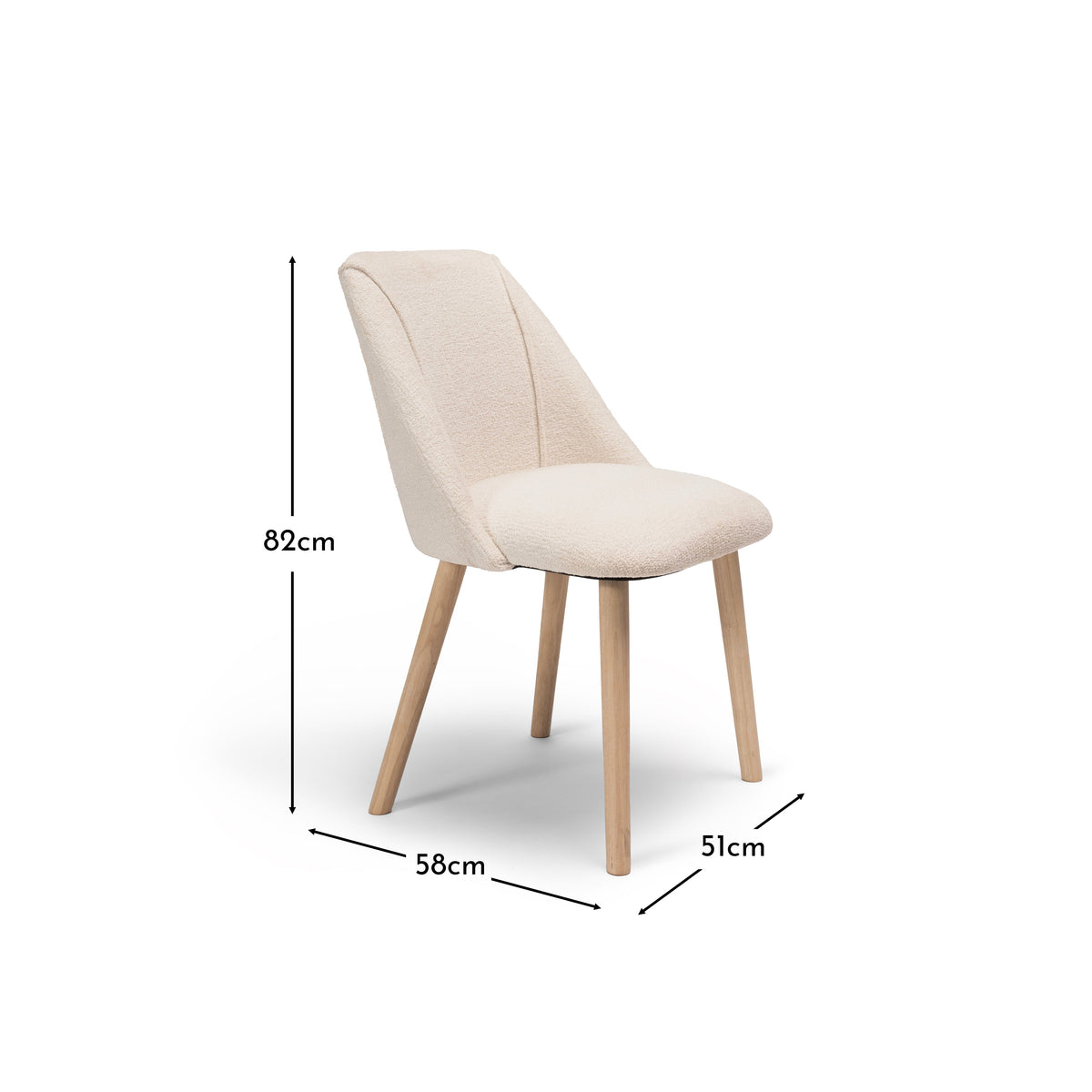 OUTLET - Freya Boucle Dining Chairs - Set of 2 - Whitewash Oak Legs