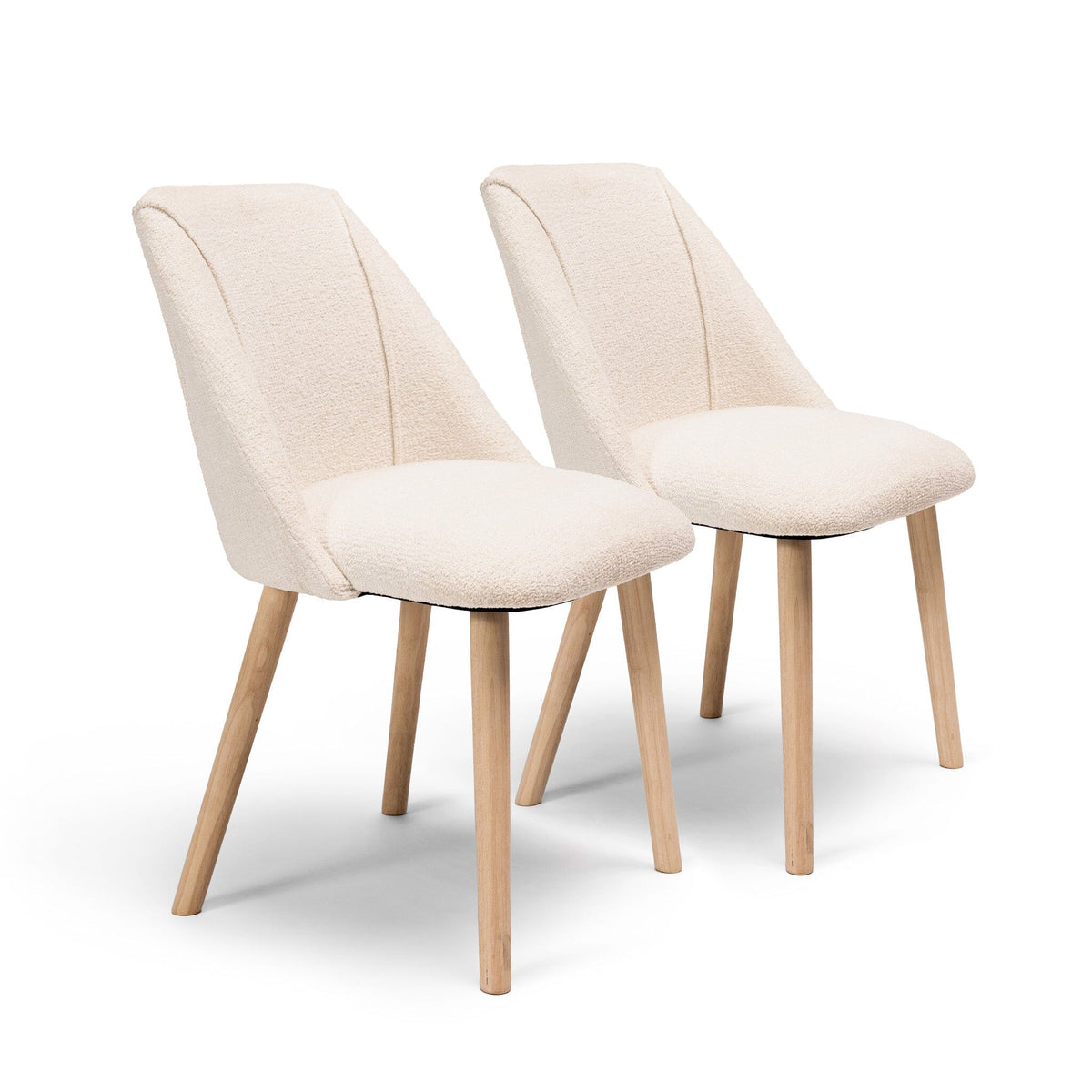 OUTLET - Freya Boucle Dining Chairs - Set of 2 - Whitewash Oak Legs