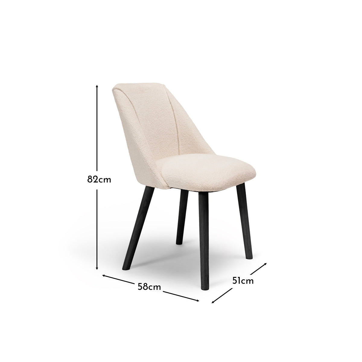 Freya Boucle Dining Chairs - Set of 2 - Black Oak Legs