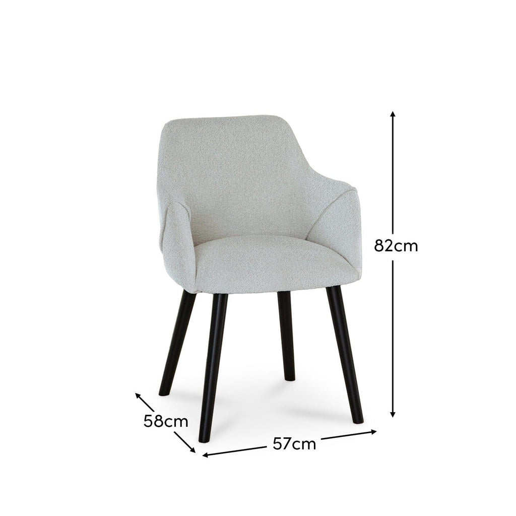 Freya Oat Boucle Armchairs - Set of 2 - Black Oak Legs