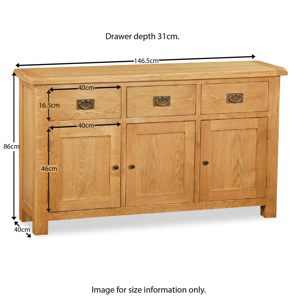 Zelah Oak Large Sideboard