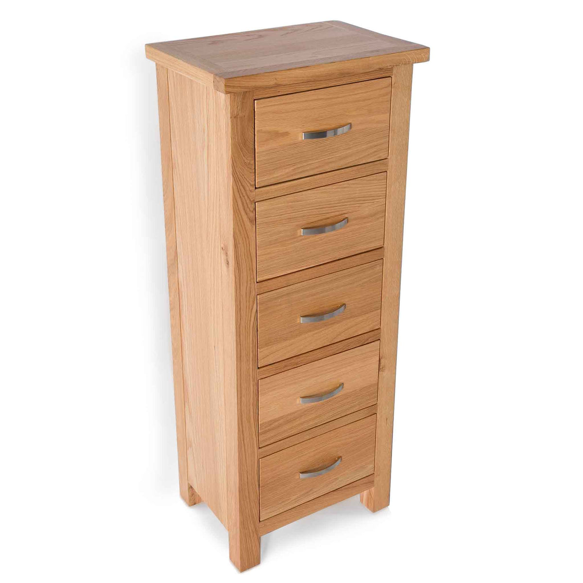 London Oak 5 Drawer Tallboy Chest