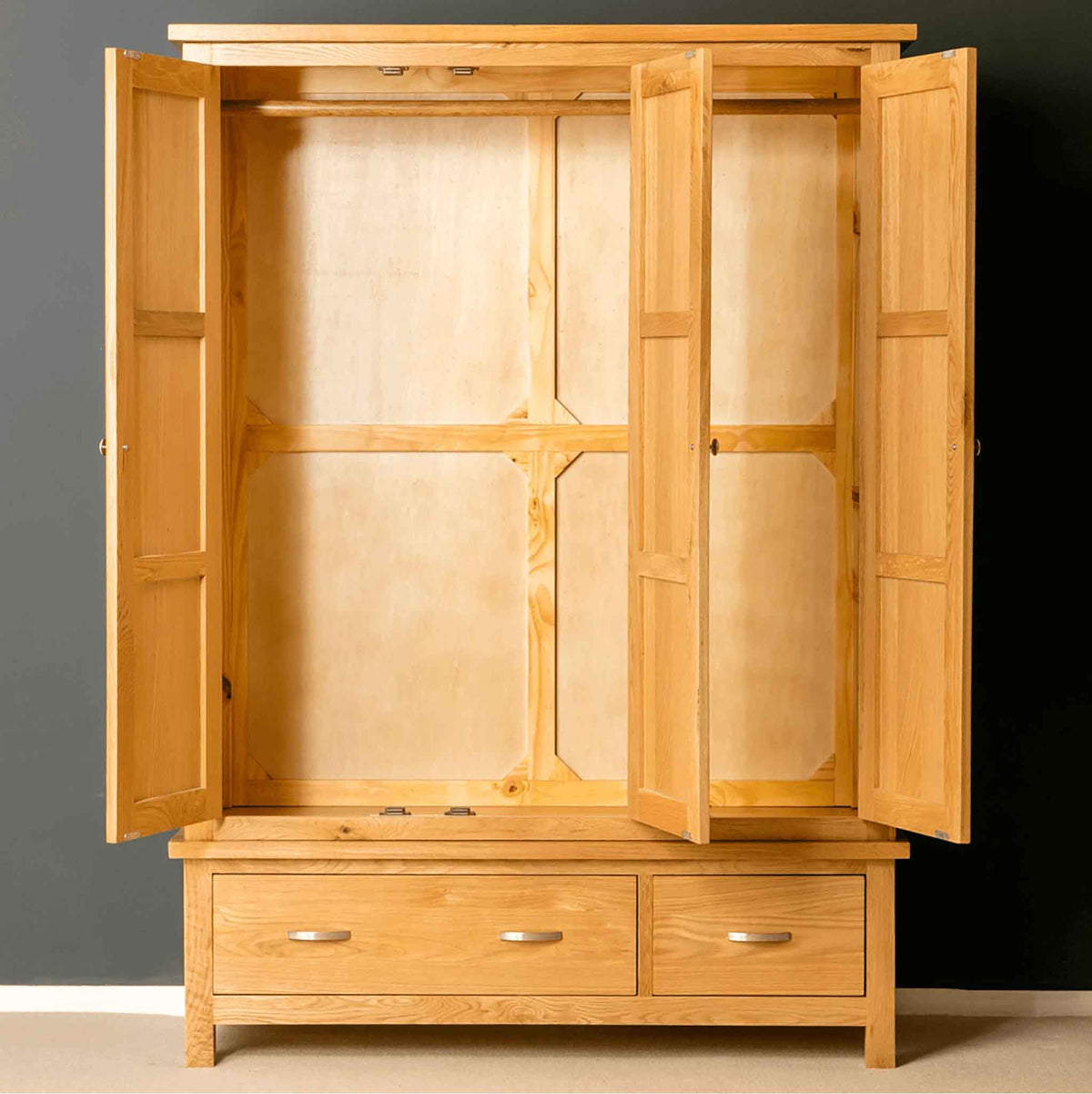 London Oak Triple Wardrobe & Drawers